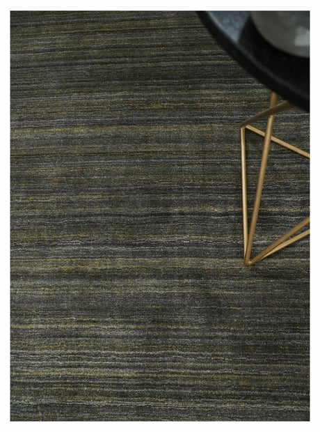 Shaded Olive and Gray Scandinavian 5x7 Blended bamboo Silk Flatwoven Area Rug | HL43