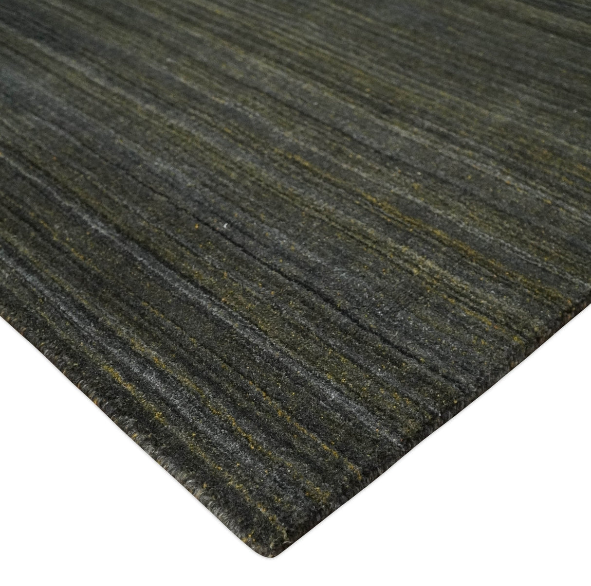 Shaded Olive and Gray Scandinavian 5x7 Blended bamboo Silk Flatwoven Area Rug | HL43