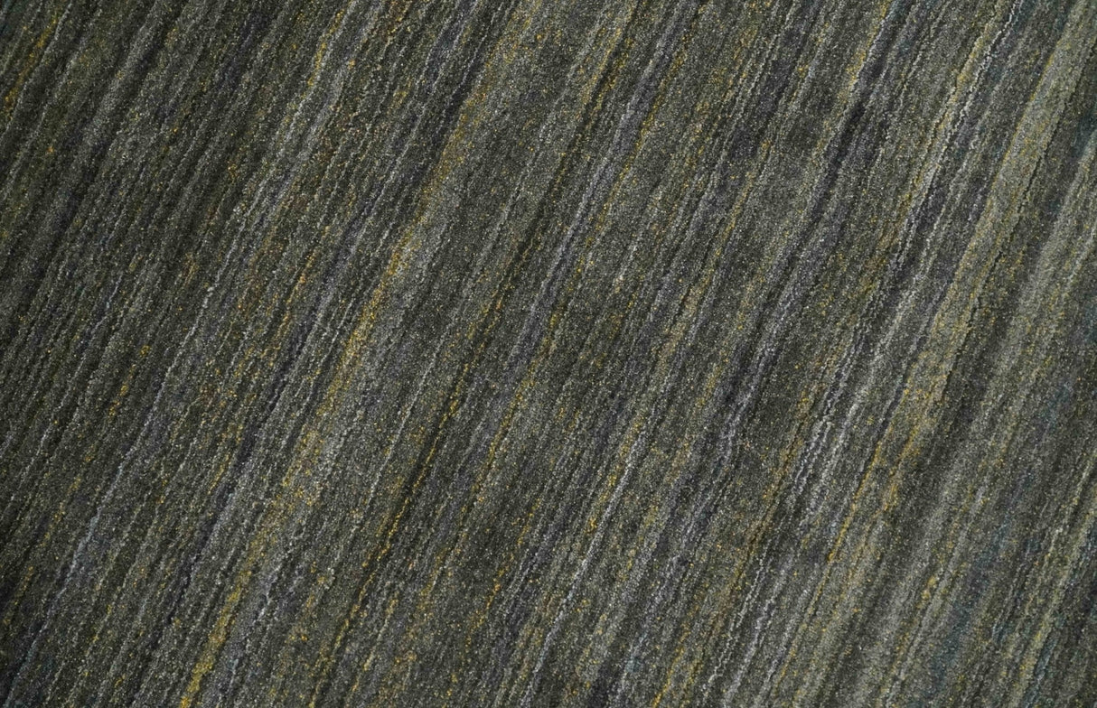 Shaded Olive and Gray Scandinavian 5x7 Blended bamboo Silk Flatwoven Area Rug | HL43