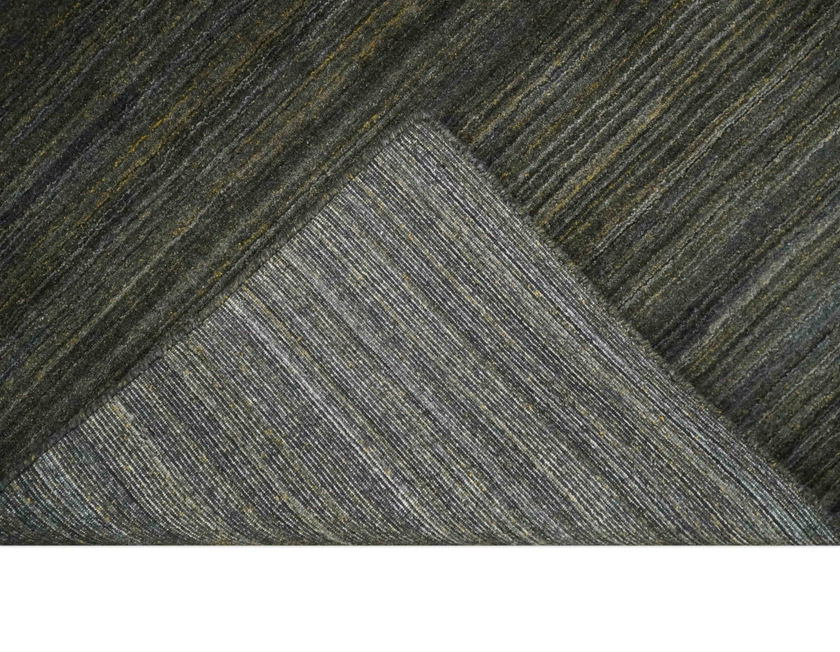 Shaded Olive and Gray Scandinavian 5x7 Blended bamboo Silk Flatwoven Area Rug | HL43