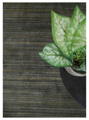 Shaded Olive and Gray Scandinavian 5x7 Blended bamboo Silk Flatwoven Area Rug | HL43
