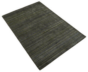 Shaded Olive and Gray Scandinavian 5x7 Blended bamboo Silk Flatwoven Area Rug | HL43