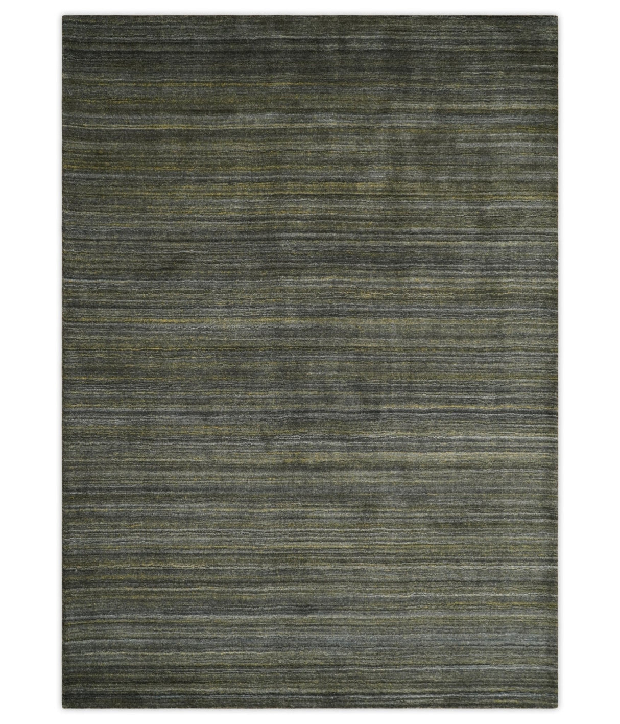Shaded Olive and Gray Scandinavian 5x7 Blended bamboo Silk Flatwoven Area Rug | HL43