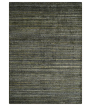 Shaded Olive and Gray Scandinavian 5x7 Blended bamboo Silk Flatwoven Area Rug | HL43
