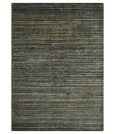 Shaded Olive and Gray Scandinavian 5x7 Blended bamboo Silk Flatwoven Area Rug | HL43