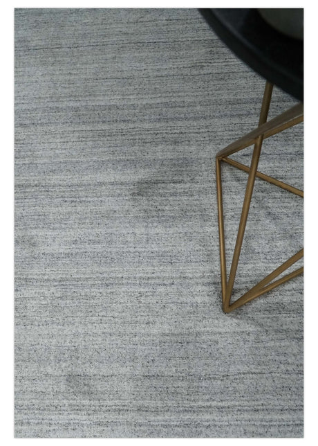 Shaded Silver Gray Scandinavian 5x7 Blended Bamboo Silk Flatwoven Area Rug, Dinning, Kids Rug | HL31