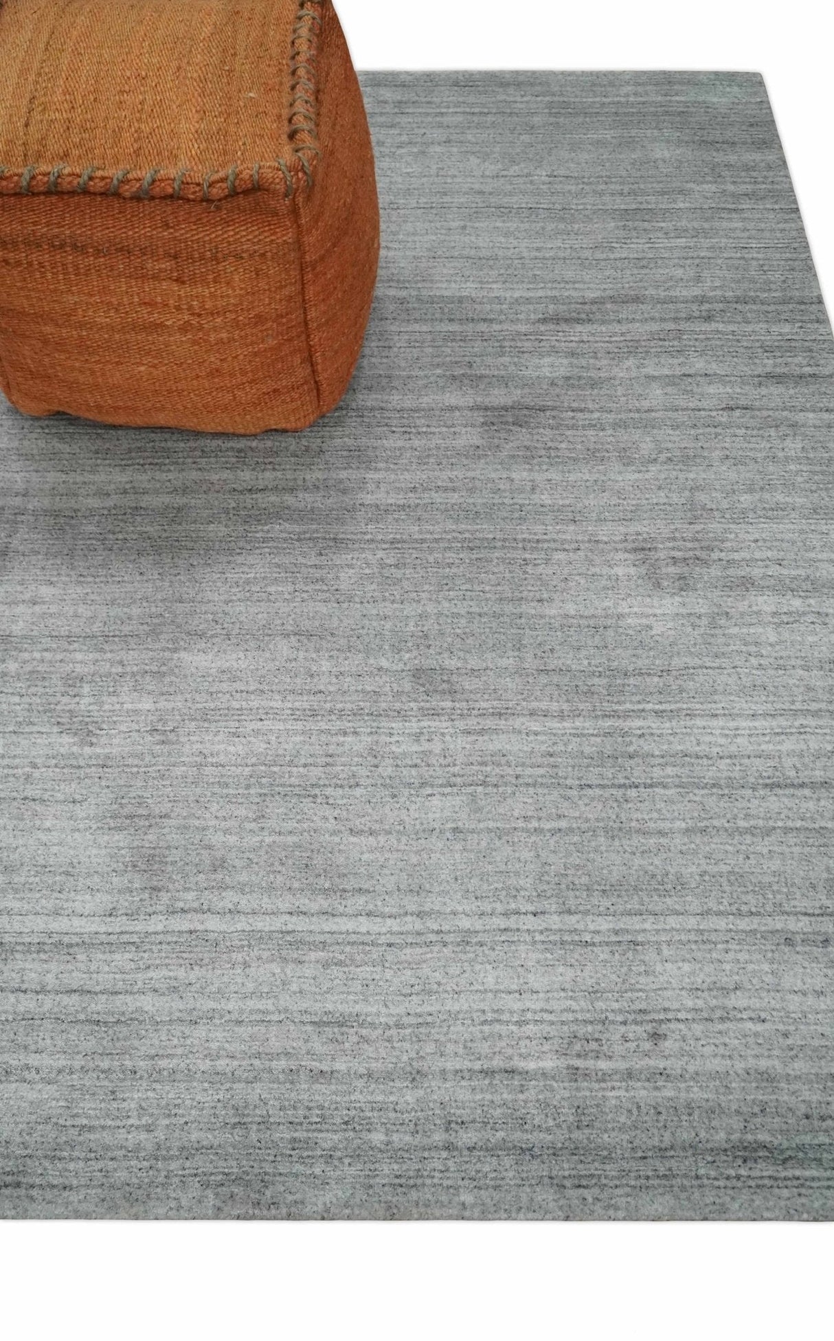 Shaded Silver Gray Scandinavian 5x7 Blended Bamboo Silk Flatwoven Area Rug, Dinning, Kids Rug | HL31