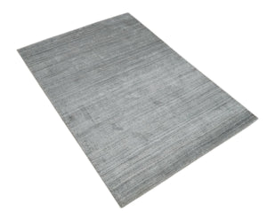 Shaded Silver Gray Scandinavian 5x7 Blended Bamboo Silk Flatwoven Area Rug, Dinning, Kids Rug | HL31