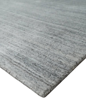 Shaded Silver Gray Scandinavian 5x7 Blended Bamboo Silk Flatwoven Area Rug, Dinning, Kids Rug | HL31
