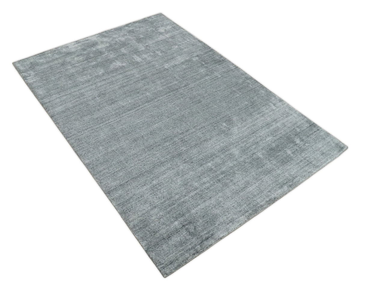 Shaded Silver Scandinavian 5x7 Blended Wool Flatwoven Area Rug, Dinning, Kids Rug | HL29