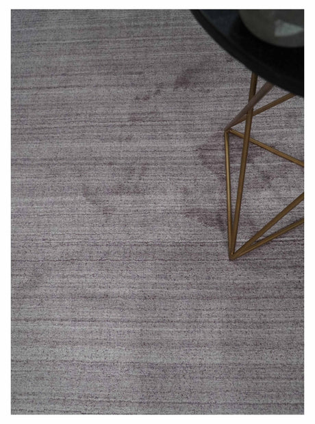 Shaded Solid Lavender purple Scandinavian 5x7 Blended bamboo Silk Flatwoven Area Rug | HL40