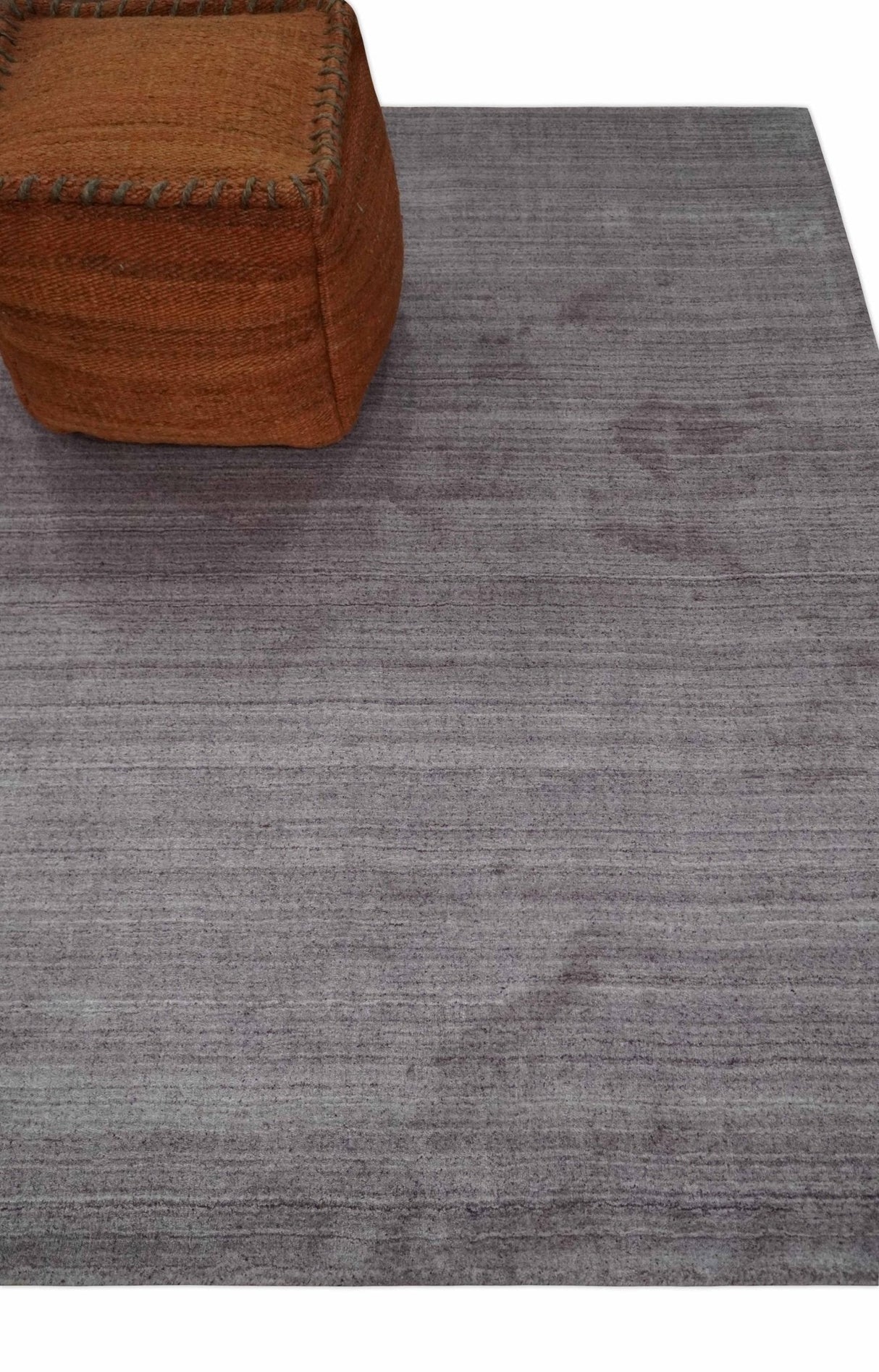 Shaded Solid Lavender purple Scandinavian 5x7 Blended bamboo Silk Flatwoven Area Rug | HL40