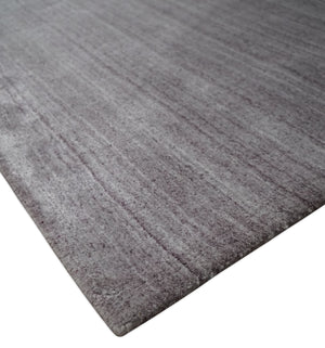 Shaded Solid Lavender purple Scandinavian 5x7 Blended bamboo Silk Flatwoven Area Rug | HL40