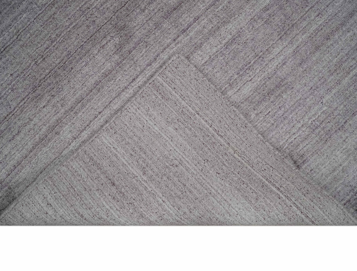Shaded Solid Lavender purple Scandinavian 5x7 Blended bamboo Silk Flatwoven Area Rug | HL40