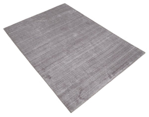 Shaded Solid Lavender purple Scandinavian 5x7 Blended bamboo Silk Flatwoven Area Rug | HL40