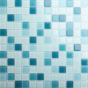 Shades of Blue 11.81" x 11.81" Glass Mesh-Mounted Mosaic Tile - Belair Collection