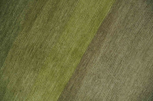 Shades of Green Modern Geometrical Stripes Design Hand loom 5x8 wool Area rug