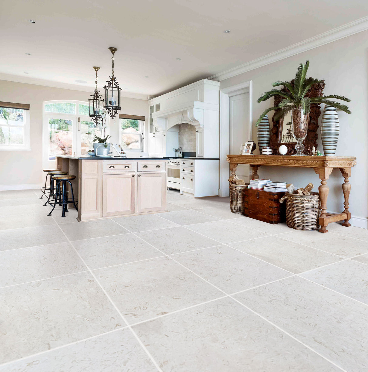 Shell Stone White Limestone Tiles 24"x24" Floor and Wall Tile - Belair Collection