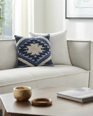 Shepardsville Navy Kilim Geometric Throw Pillow