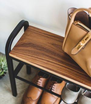 Shoe Organizer + Bench (18" H) - Steel + Wood