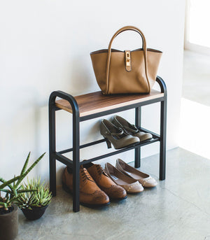 Shoe Organizer + Bench (18" H) - Steel + Wood