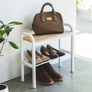 Shoe Organizer + Bench (18" H) - Steel + Wood