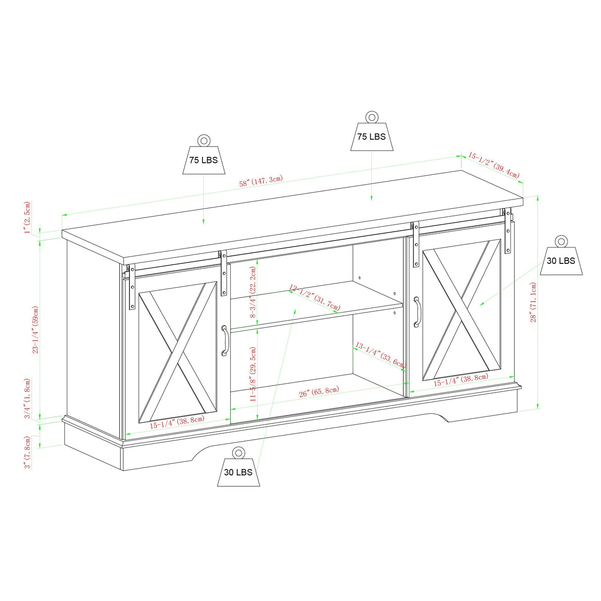 Sienna Sliding Barn Door TV Stand