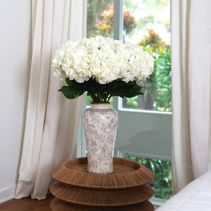 Signature Collection 30” Artificial Hydrangea Arrangement in Ceramic Floral Printed Vase