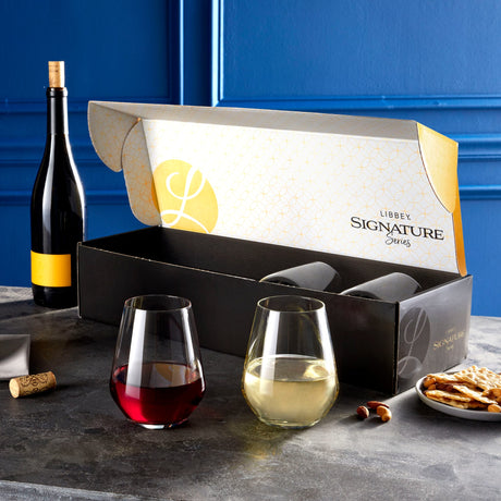 Signature Greenwich Stemless Wine Gift Set of 4, 18 ounce
