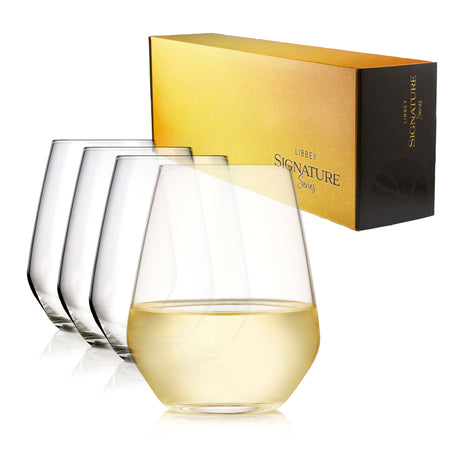 Signature Greenwich Stemless Wine Gift Set of 4, 18 ounce