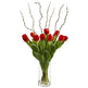 Silk Tulips Artificial Arrangement in Cylinder Vase