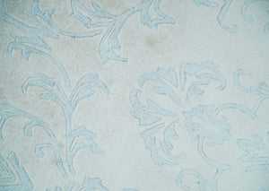 Silky 8x10 Silver and Aqua Handmade Floral Design Art Silk Area Rug
