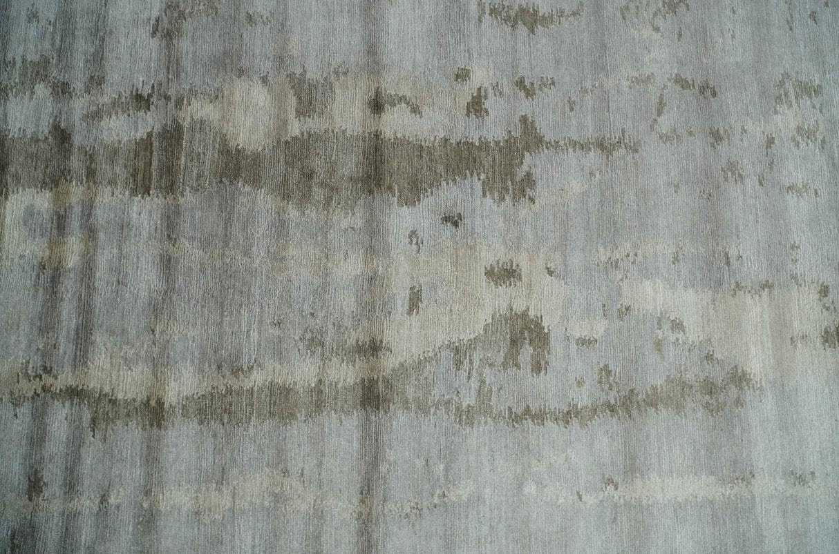 Silver, Beige and Gray Modern Abstract Hand knotted 6x9 Bamboo Silk Area Rug