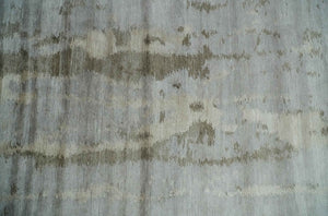 Silver, Beige and Gray Modern Abstract Hand knotted 6x9 Bamboo Silk Area Rug