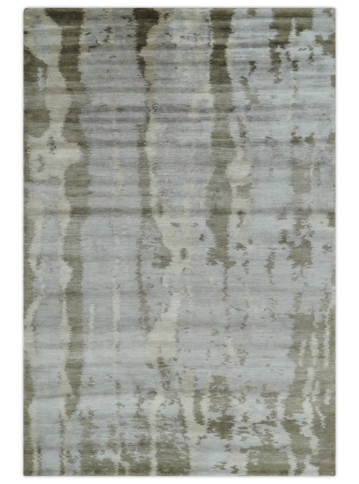 Silver, Beige and Gray Modern Abstract Hand knotted 6x9 Bamboo Silk Area Rug