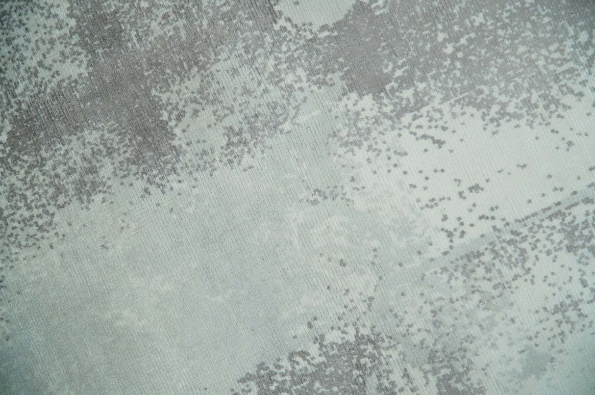 Silver, Charcoal and Ivory Modern Abstract 5x8 Hand loom viscose Area Rug