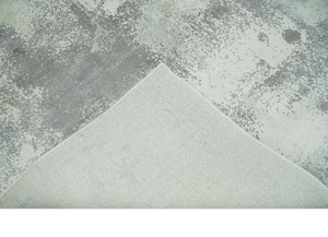 Silver, Charcoal and Ivory Modern Abstract 5x8 Hand loom viscose Area Rug