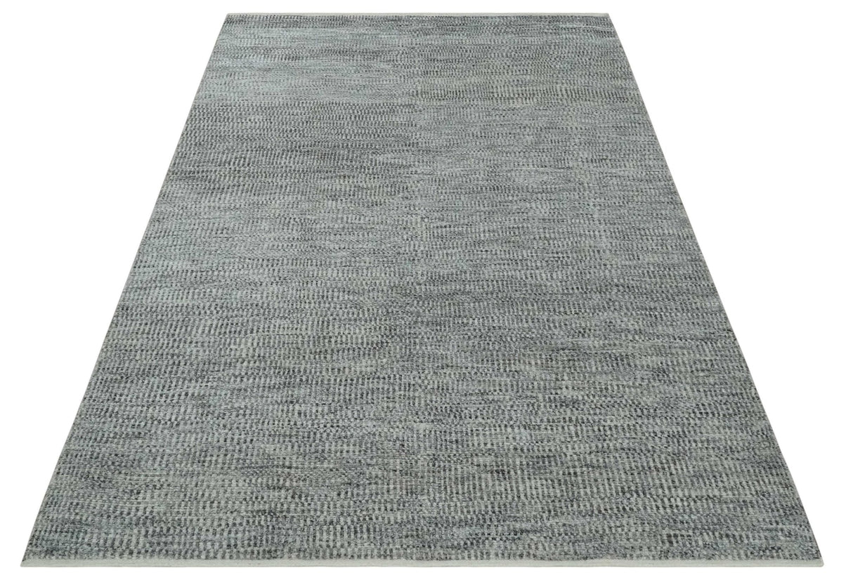 Silver, Gray and Charcoal Contemporary Hand knotted 6.6x10 wool Area Rug