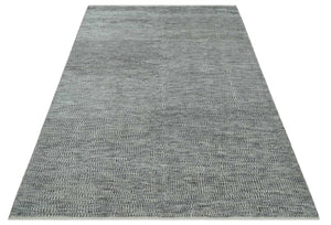 Silver, Gray and Charcoal Contemporary Hand knotted 6.6x10 wool Area Rug