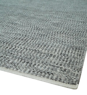 Silver, Gray and Charcoal Contemporary Hand knotted 6.6x10 wool Area Rug