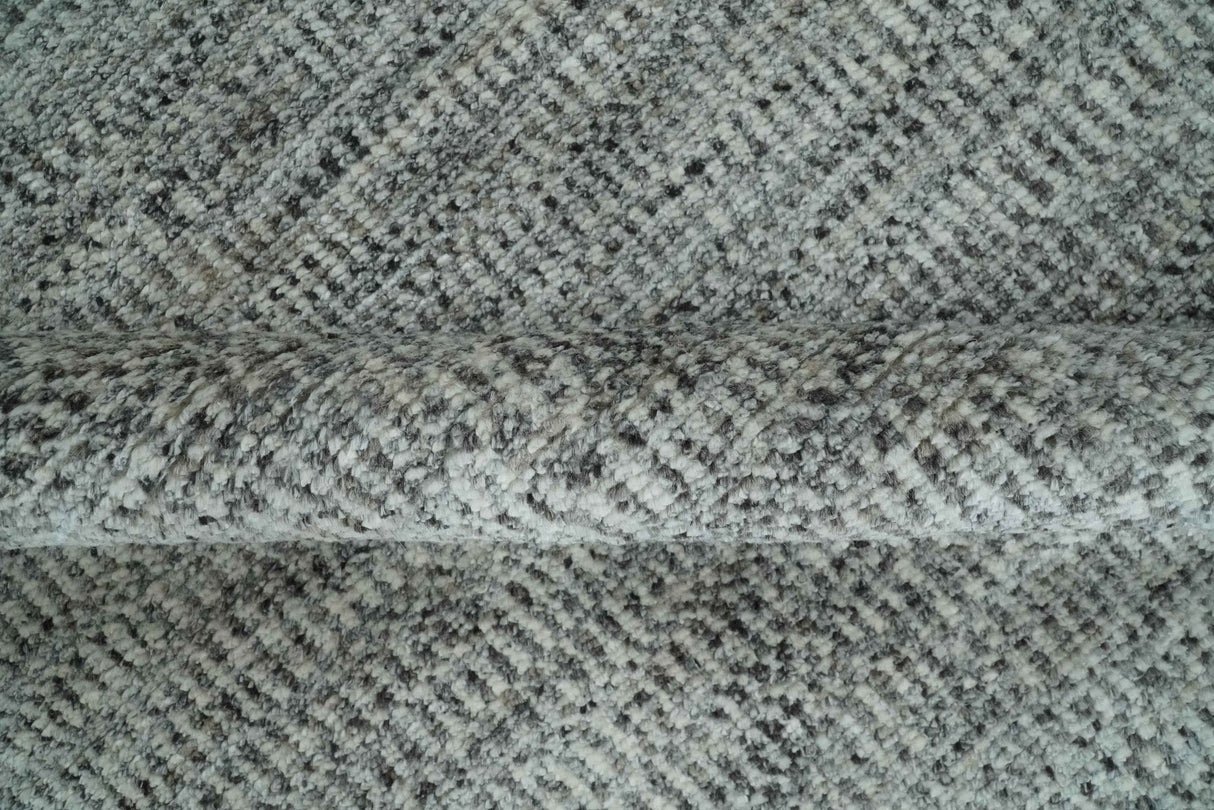 Silver, Gray and Charcoal Contemporary Hand knotted 6.6x10 wool Area Rug