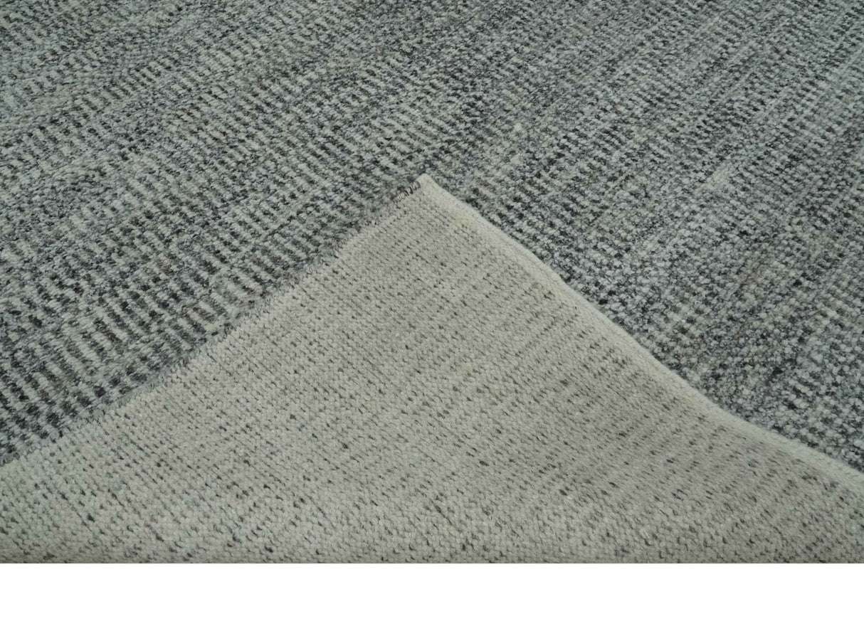 Silver, Gray and Charcoal Contemporary Hand knotted 6.6x10 wool Area Rug