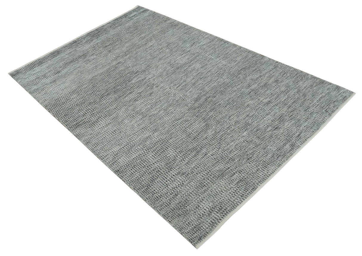 Silver, Gray and Charcoal Contemporary Hand knotted 6.6x10 wool Area Rug