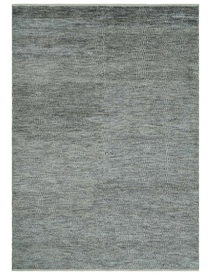 Silver, Gray and Charcoal Contemporary Hand knotted 6.6x10 wool Area Rug