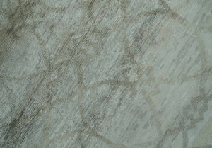 Silver, Olive and Gray Traditional Ikat Design 6x9 Hand loom Bamboo Silk Area Rug