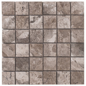 Silver Shadow Marble 2"x2" Honed on 12" x 12" Mesh Mosaic Tile - Belair Collection