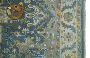 Silver, Teal and Taupe Hand knotted Traditional Heriz Serapi 9x12 Wool Area Rug