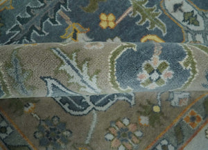 Silver, Teal and Taupe Hand knotted Traditional Heriz Serapi 9x12 Wool Area Rug