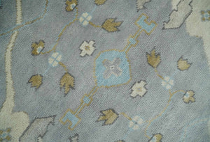 Silver and Beige Hand Knotted 8x10 Oriental Oushak Wool Area Rug, Living Room Rug | TRDCP1152810