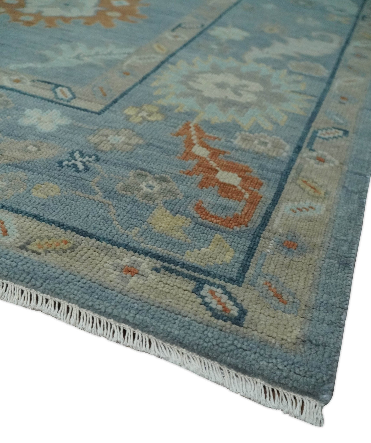 Silver and Beige Hand knotted Traditional Multi Size Oushak Wool Area Rug